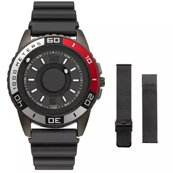 Магнитный шарикоподшипник кварцевый минимализм спортивный 40MM черный черный резиновый ремешок [EUTOUR] часы, дизайн, мужские часы, часы, повседневные, водонепроницаемые, стиль, чёрный
