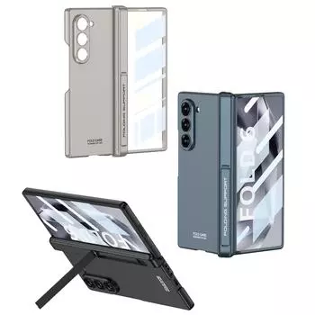 Магнитный шарнирный защитный жесткий чехол для телефона Samsung Galaxy Z Fold 6, противоударный чехол с кронштейном для защиты экрана For Galaxy Z Fold 6 зелёный