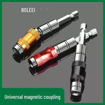 Магнитный шестигранный удлинитель бит-отверток с самоблокирующейся соединительной муфтой для электрических дрелей - головка для преобразования пневматической отвертки quick release self-locking extension rod чёрный/серебряный