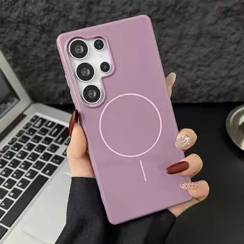 Магнитный силиконовый чехол для телефона Samsung Galaxy S25 Ultra S24 Plus S23 S22 S21 S20 FE Soft Shell защитный противоударный чехол Galaxy S25 Ultra фиолетовый