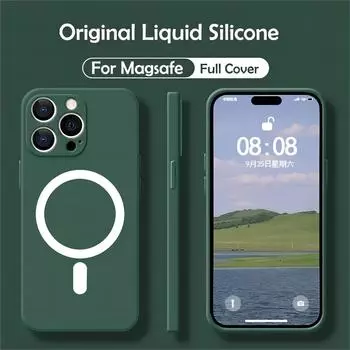 Магнитный силиконовый чехол Magsafe для IPhone 15 13 11 12 14 Pro Max Plus XR X XS Max 12 13 Mini, противоударная задняя крышка 11 Pro Max&Case for iPhone синий