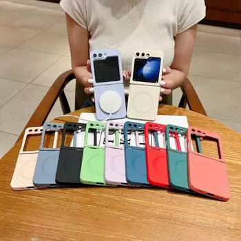 Магнитный силиконовый мягкий чехол для телефона Samsung Galaxy Z Flip 6 5 4 3 Flip6 Flip5 Flip4 Flip3 5G защитный противоударный чехол Galaxy Z Flip6 красный