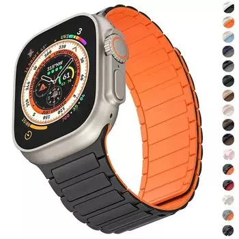 Магнитный силиконовый ремешок для Apple Watch Ultra 2 Band 46 мм 49 мм 45 мм 41 мм Bracelet Correa 40 мм 44 мм 38 мм 42 мм iWatch Series 10 9 8 SE 38mm 40mm 41mm