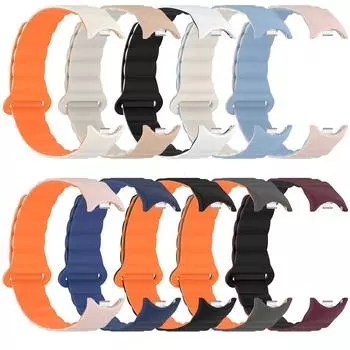Магнитный силиконовый ремешок для часов для Xiaomi mi Band 8, сменный ремешок, спортивный браслет для Mi Band 8 Correa, двойной цветной ремешок for Mi Band 8 Strap оранжевый/белый