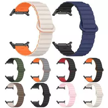 Магнитный силиконовый ремешок, регулируемый для Samsung Galaxy Watch 7 Ultra 47 мм grey orange