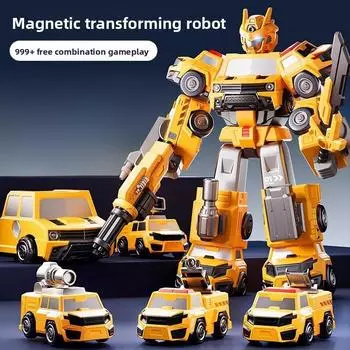 Магнитный строительный блок Трехмерный магнитный робот-трансформер для волос Детская головоломка Модель