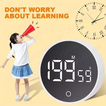 Магнитный светодиодный цифровой кухонный таймер с большим светодиодным дисплеем, электронный цифровой таймер, секундомер, будильник для приготовления пищи, работы, учебы чёрный
