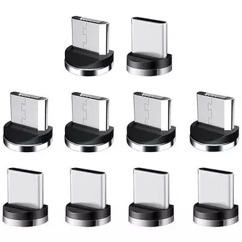 Магнитный терминал KDSSYFT TypeC 2.4A Магнитная пылезащитная вилка Магнитная головка Магнитный терминал зарядного кабеля (TypeC, USB, набор из 5 шт.)