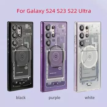 Магнитный ультрагибридный чехол для Samsung S24 S23 S22 Ultra Magsafe Cover с поддержкой беспроводной зарядки для iPhone 16 15 14 Pro Max Samsung S22Utlra белый