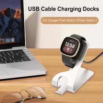 Магнитный USB-кабель для зарядки, зарядное устройство, сменное зарядное устройство, адаптер питания для Fitbit Ace LTE/Sense/Sense 2/Versa 3/Versa 4 серый