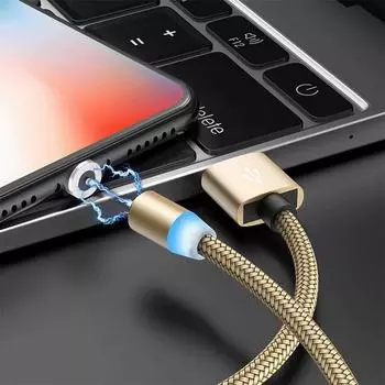 Магнитный USB-кабель со светодиодной подсветкой Micro USB Type C, быстрая зарядка Type-C для Huawei IPhone Samsung 1M Cable+Micro USB Plug синий