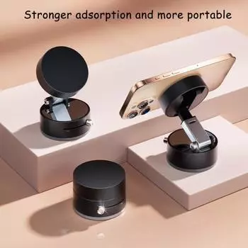 Магнитный вакуумный держатель для телефона, складная вакуумная автомобильная подставка для телефона, двухстороннее адсорбционное присосочное крепление для смартфона 4-7 дюймов розовый