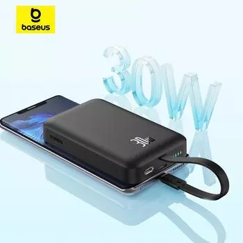 Магнитный внешний аккумулятор Baseus 10000 мАч PD 30 Вт, запасной аккумулятор, внешняя беспроводная быстрая зарядка для iPhone 14, 13, 12, Macsafe Powerbank