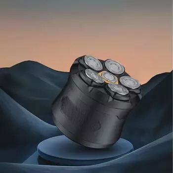 «Магнитный вращающийся триммер для лысых волос с шестью лезвиями, возможность мытья всего корпуса, быстрая зарядка Type-C» чёрный