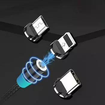 Магнитный зарядный кабель 3-в-1 для телефонов Apple, Huawei, Type-C и Android — с возможностью крепления в автомобиле