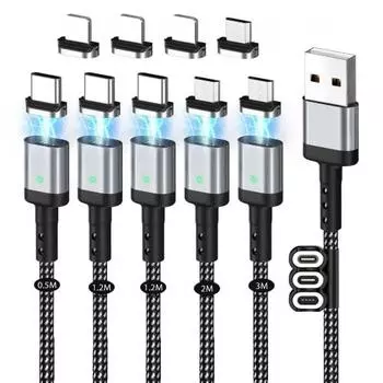 Магнитный зарядный кабель USB-кабель SUNTAIHO [0,5 м 1,2 м 1,2 м 2 м 3 м] QC3.0/3A Быстрая зарядка USB2.0 Высокоскоростной ??Передача данных Магнитный Магнитный Пылезащитный D