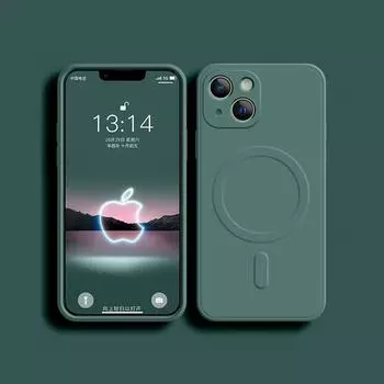 Магнитный жидкий силиконовый чехол для телефона для iPhone 11 12 13 Pro Max Mini 14 Plus Luxury Mag, беспроводное зарядное устройство, безопасная крышка, аксессуары iPhone 14 Pro Max белый