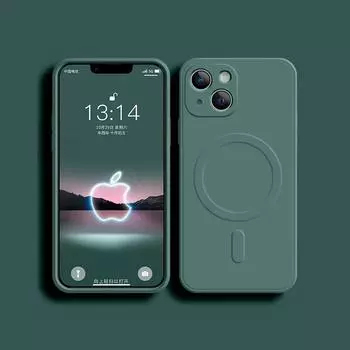 Магнитный жидкий силиконовый чехол с беспроводной зарядкой для iPhone 15 11 12 13 Mini 14 Pro Max 15 Plus XR XS Max противоударный чехол Magsafe For iphone11Promax