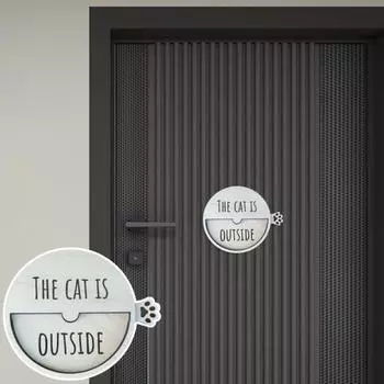 Магнитный знак-напоминание о питомце. Кошка внутри, снаружи. Деревянный знак, переключаемый.