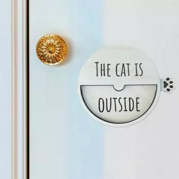 Магнитный знак-напоминание о питомце «Кот внутри», деревянный знак, переключаемый, для входной двери в дом, офиса, поворотный столик, украшение, подарок любителю кошек белый