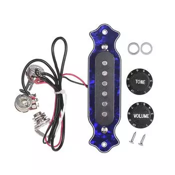 Магнитный звукосниматель Blue Pearl Shell с 6-струнным звуковым отверстием и регулятором громкости тона для фолк-акустики Pack of 1 синий
