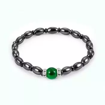 Магнитотерапия гематитовый браслет для похудения, ювелирные изделия с зеленым искусственным драгоценным камнем