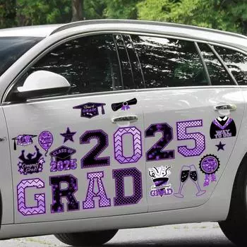 Магниты на автомобиль с поздравлениями с выпускным 2025 года, набор магнитных наклеек с поздравлениями с выпускным, магниты для украшения выпускного вечера, для автомобилей, почтового ящика на холодильник и гараж золотистый