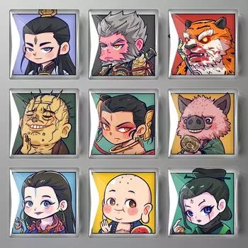 Магниты на холодильник Black Myth Wukong, магнитные строительные блоки, фигурки, игрушки и игровые аксессуары style one (9 pieces)