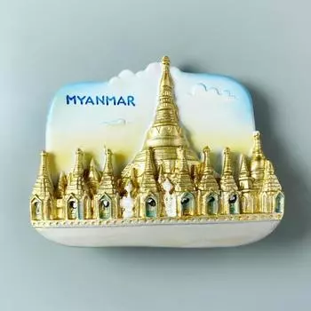 Магниты на холодильник с изображением монастыря Даджин в Мьянме, наклейки из 3D-смолы, креативные сувениры ручной работы, украшения для дома
