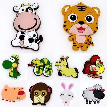 Магниты на холодильник с животными, популярные высококачественные наклейки на доску, магниты на холодильник, силиконовые украшения для дома, зодиак, подарки для детей, аксессуары Dragon