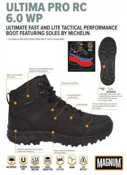 MAGNUM Ultima PRO RC 6.0 WP — водонепроницаемые — мужские армейские ботинки черные M810069-021 ОРИГИНАЛ EU 39 UK 6 чёрный