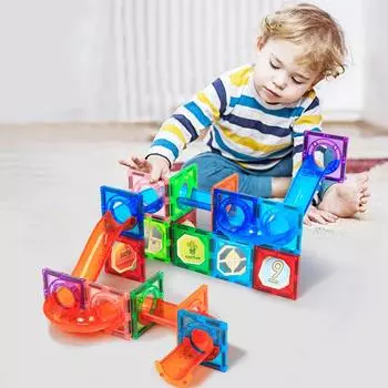 Magplayer Магнитные плитки Цветные оконные магниты Строительные блоки Мячи Marble Run Развивающие игрушки STEM для детей Подарки для малышей