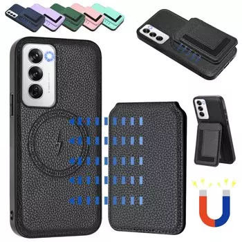 Magsafe 2 в 1 съемный чехол-кошелек OPPO с держателем для карт, магнитной подставкой, откидной чехол из искусственной кожи для Realme 13 Pro/OPPO Reno 12 Pro/OPPO A3 Pro OPPO A3 Pro Global чёрный