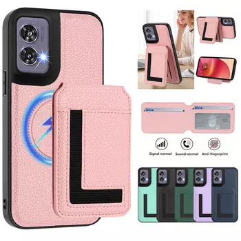 Magsafe 2 в 1 съемный чехол-кошелек Motorola с держателем для карт, магнитной подставкой, откидной чехол из искусственной кожи для Moto G Power/G Play/G85/S50 Neo/G Stylus Honor Magic6 Lite чёрный