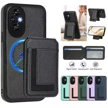 Magsafe 2 в 1 съемный чехол-кошелек Huawei с держателем для карт, магнитной подставкой, откидной чехол из искусственной кожи для Honor X6B X7B X8B X9B Honor200 Play 8T Honor Magic6 Lite чёрный