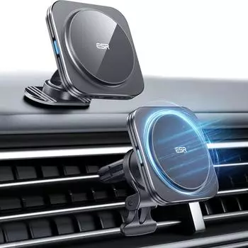 Автомобильное зарядное устройство MagSafe (HaloLock) 15 Вт Магнитное беспроводное автомобильное зарядное устройство Держатель телефона на вентиляционную решетку/панель приборов для iPhone 15/14/13/12