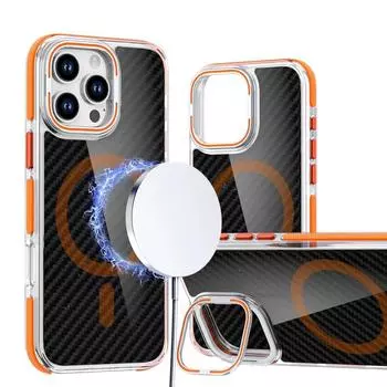 Чехол-подставка Magsafe Magnetic Wireless Charger Military Grade для iPhone 16 Pro Max 15 Pro Max 14 Pro 13 12 11 с жестким держателем и защитным чехлом-подставкой For iPhone16 Pro Max чёрный