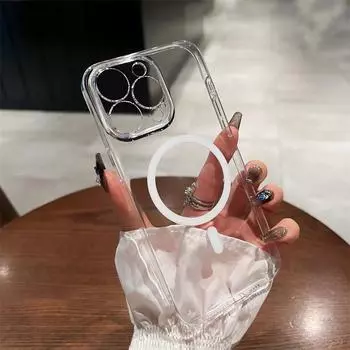 Magsafe Магнитный чехол для телефона iPhone 16 15 14 Pro Max 13promax Lens Bumper Противоударный чехол iPhone 13 прозрачный