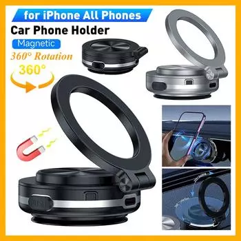 Magsafe Магнитный вакуумный автомобильный держатель для телефона на присоске Складной универсальный кронштейн для навигации для iPhone/Samsung/Xiaomi чёрный