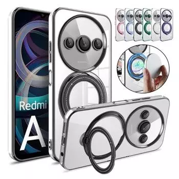Magsafe Прозрачный чехол-кольцо с беспроводной зарядкой и магнитным объективом для Redmi A3 Note 13 Pro Plus 4G 5G Xiaomi Poco X6 Pro X6 13T Xiaomi Poco X6 серебряный