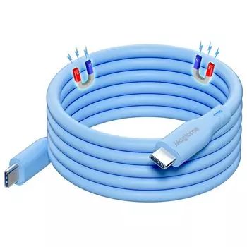 Magtame Силиконовый Магнитный PD60W Быстрый CTOC 480 Мбит/с Передача данных Совместимый с iPhone MacBook Кабель Type-C, Материал, Адсорбция, Не спутывается, Type-C