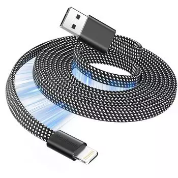 Magtame Зарядка для iPhone Быстрая Автоматическая Плоский Lightning MFi Память Совместимость с кабелем iPhone, Зарядка 2.4A, Сматывание, Кабель, Сертифицированный, Пена,