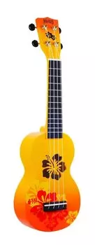 MAHALO Soprano UKULELE Designer Series Hibiscus MD1 HB Orange Burst