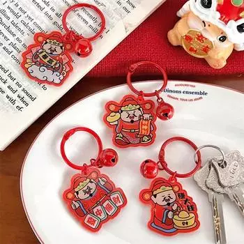 Mahjong Shape God of Wealth Keyring Bag Pendants Chinese Toy Pendant Jewelry Gift StyleA
