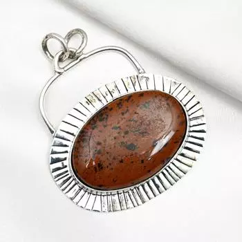 Mahogany Jasper Jewelry, Handmade Gemstone Pendant, 925 Solid Sterling Silver Pendant Antique Jewelry, For Engagement Gift 2.13 Inches коричневый