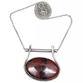 Mahogany Obsidian Gemstone Mother s Day Silver Jewelry Necklace 20 in