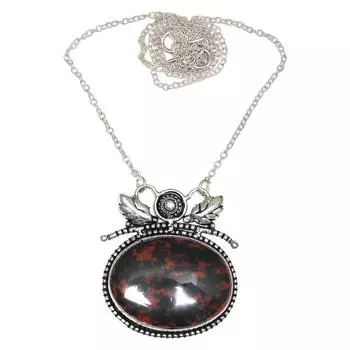 Mahogany Obsidian Gemstone Mother s Day Silver Jewelry Necklace 20 in