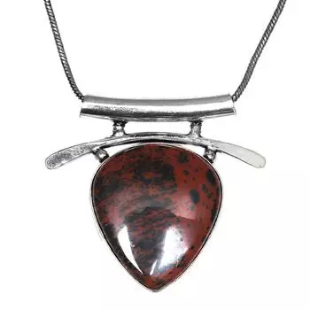 Mahogany Obsidian Handmade Women s Unisex Silver Jewelry Pendant 1.75