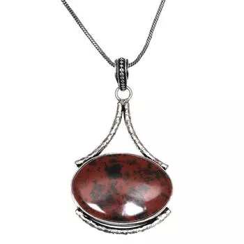 Mahogany Obsidian Handmade Women s Unisex Silver Jewelry Pendant 2.5