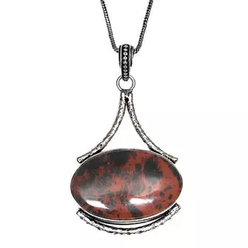 Mahogany Obsidian Handmade Women s Unisex Silver Jewelry Pendant 2.5